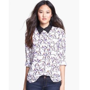 Rare Whimsical Kensie "Perched" Blouse Small NWT